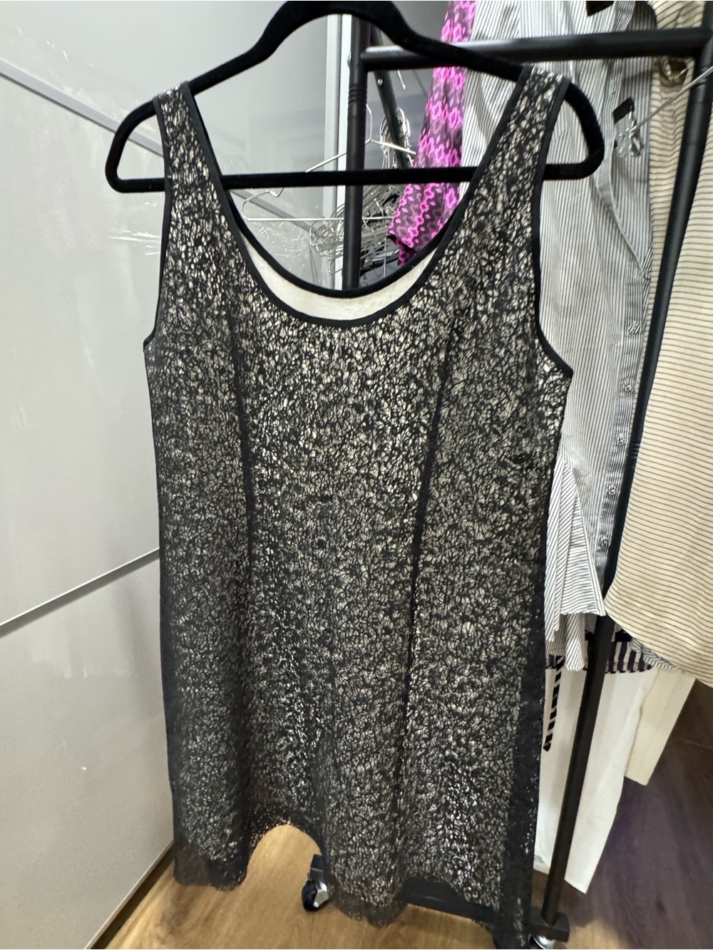 Black Lace Overlay Tank Dress
